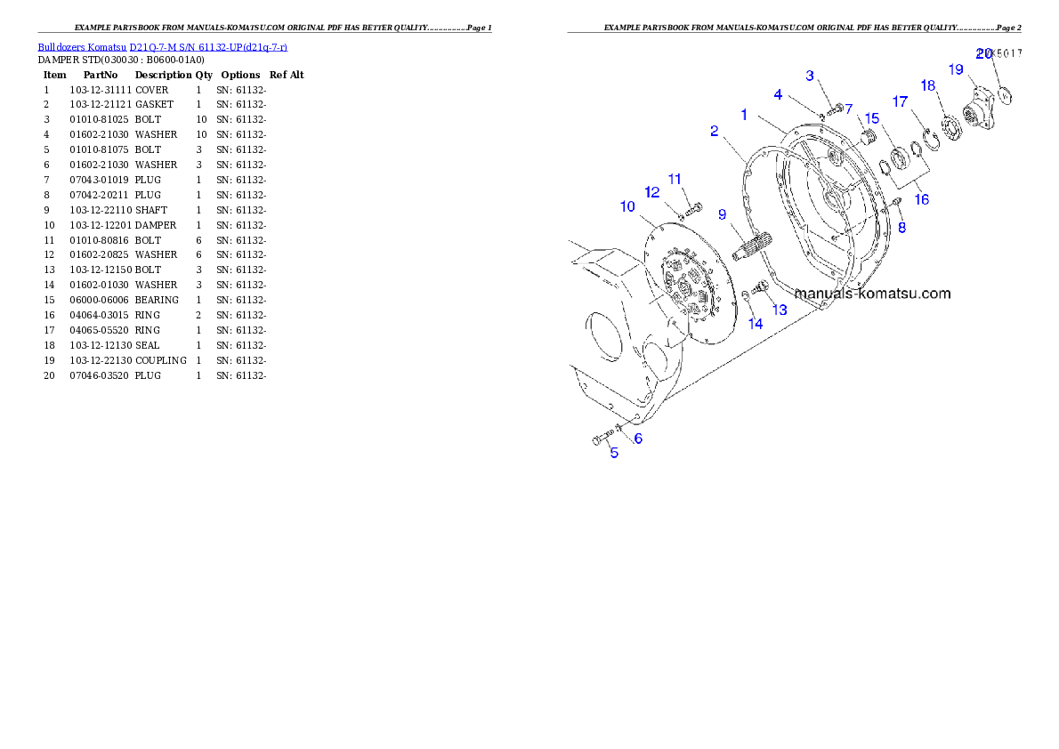 D21Q-7-M S/N 61132-UP Partsbook