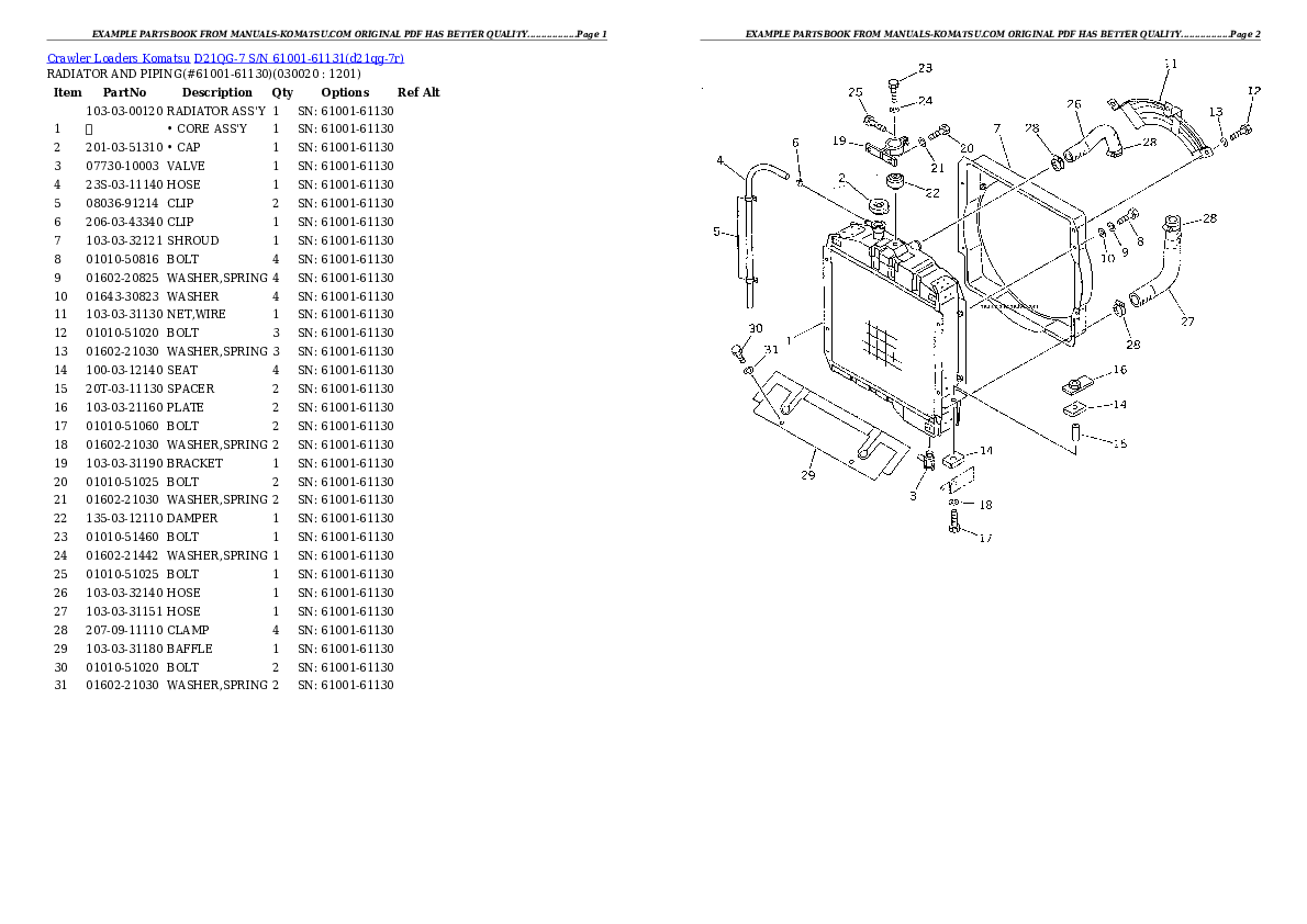 D21QG-7 S/N 61001-61131 Partsbook