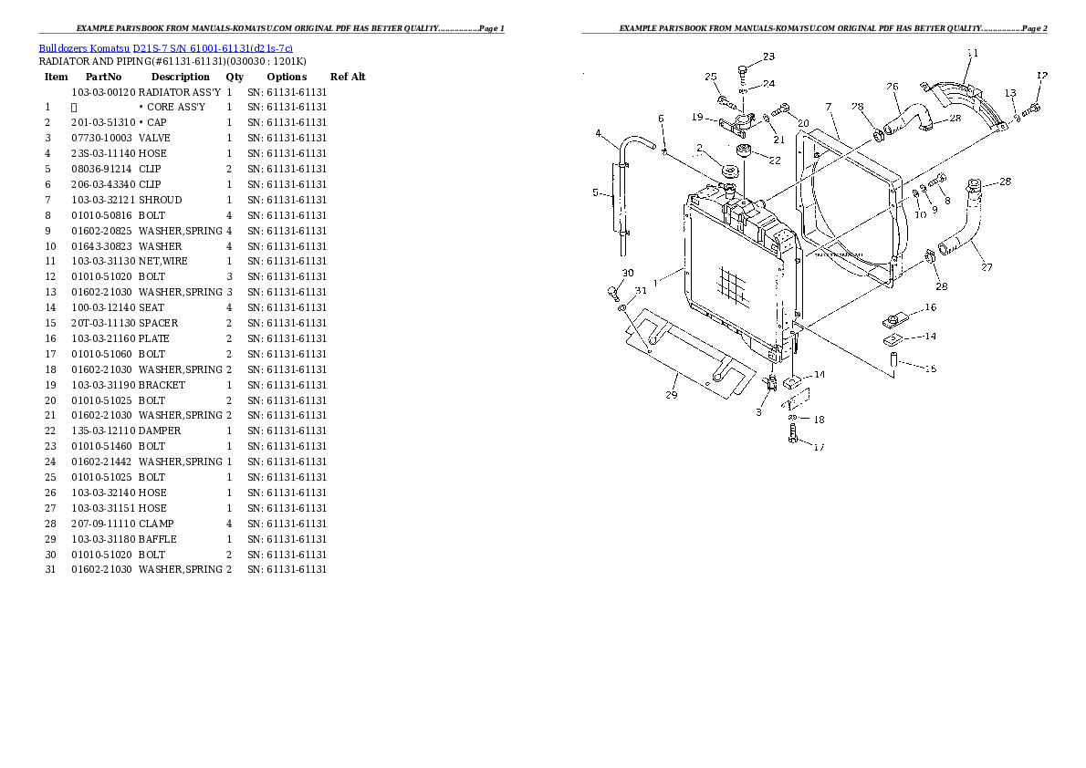 D21S-7 S/N 61001-61131 Partsbook