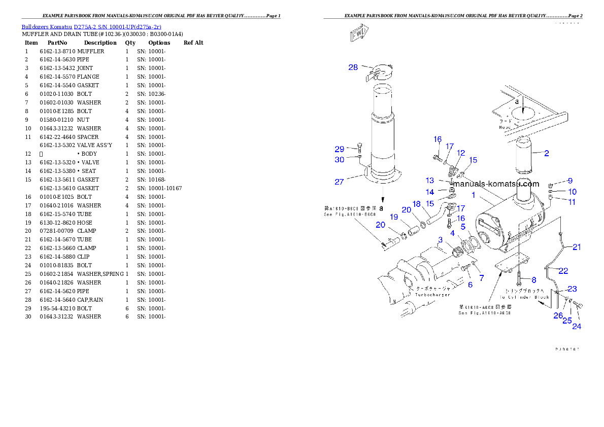 D275A-2 S/N 10001-UP Partsbook