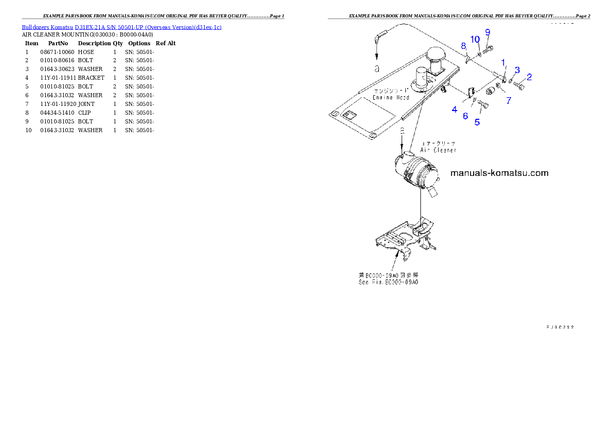 D31EX-21A S/N 50501-UP (Overseas Version) Partsbook