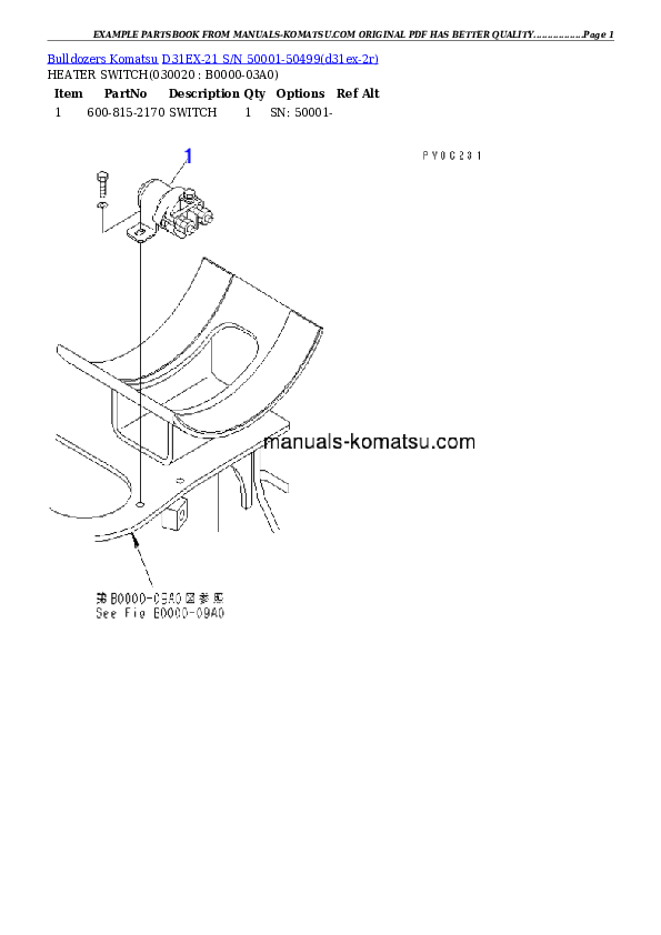 D31EX-21 S/N 50001-50499 Partsbook