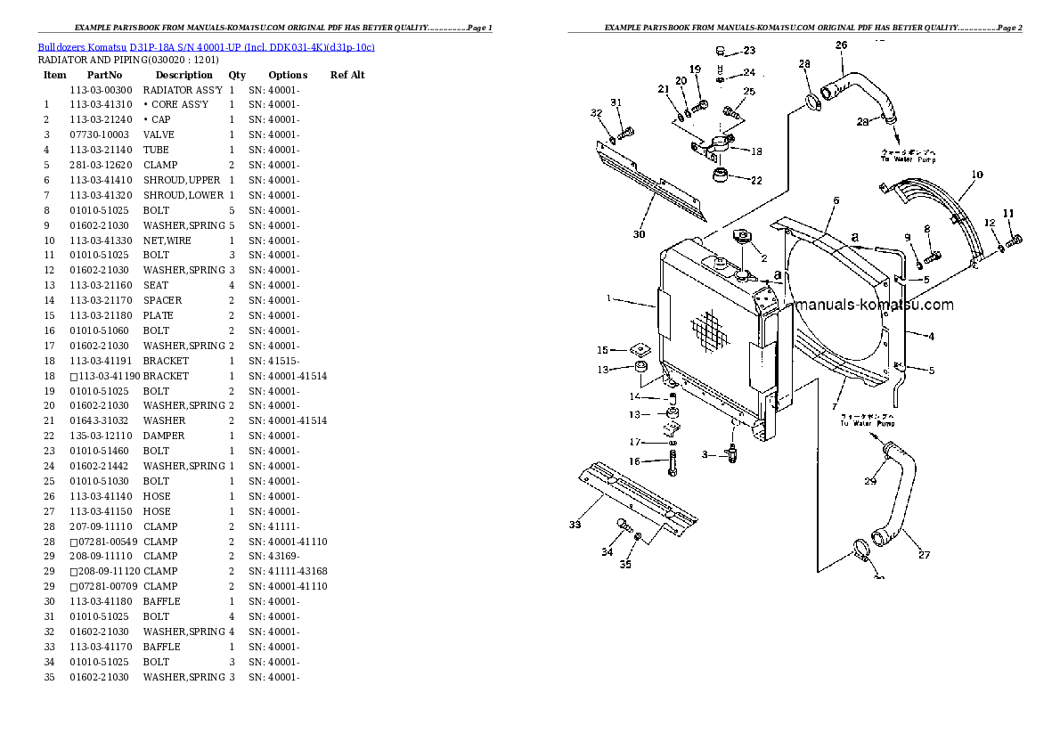 D31P-18A S/N 40001-UP (Incl. DDK031-4K) Partsbook