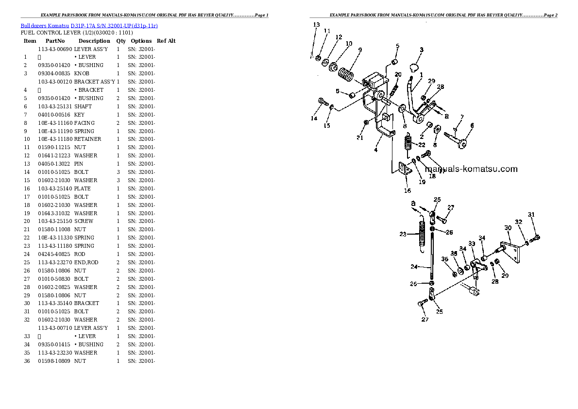 D31P-17A S/N 32001-UP Partsbook