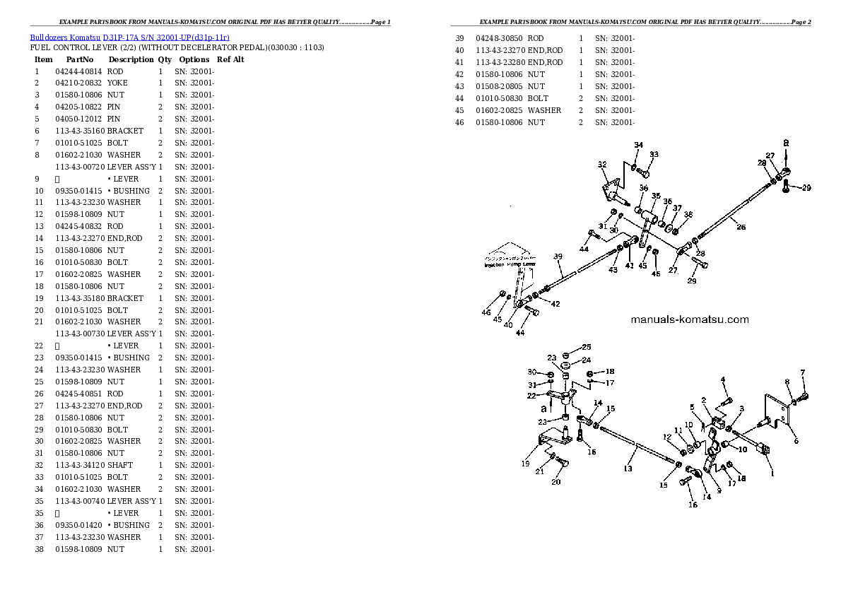 D31P-17A S/N 32001-UP Partsbook