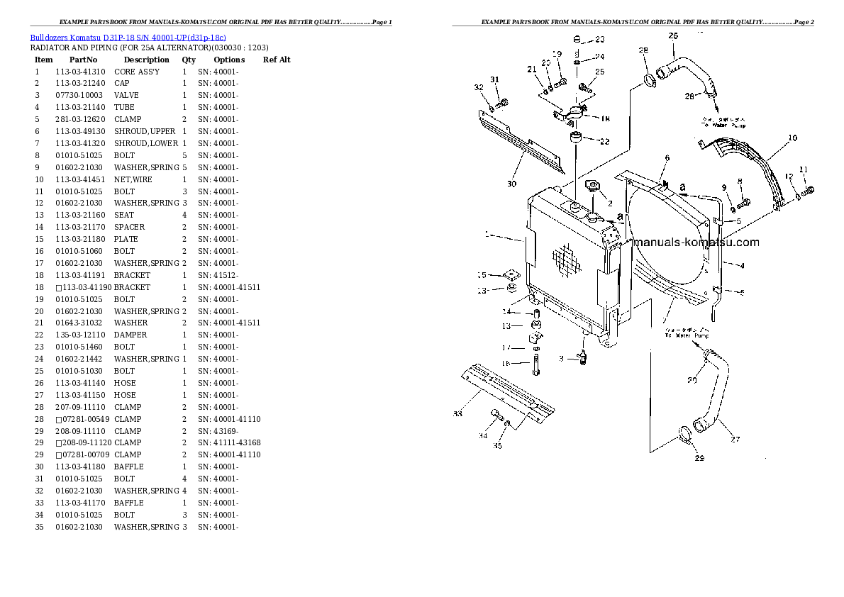 D31P-18 S/N 40001-UP Partsbook