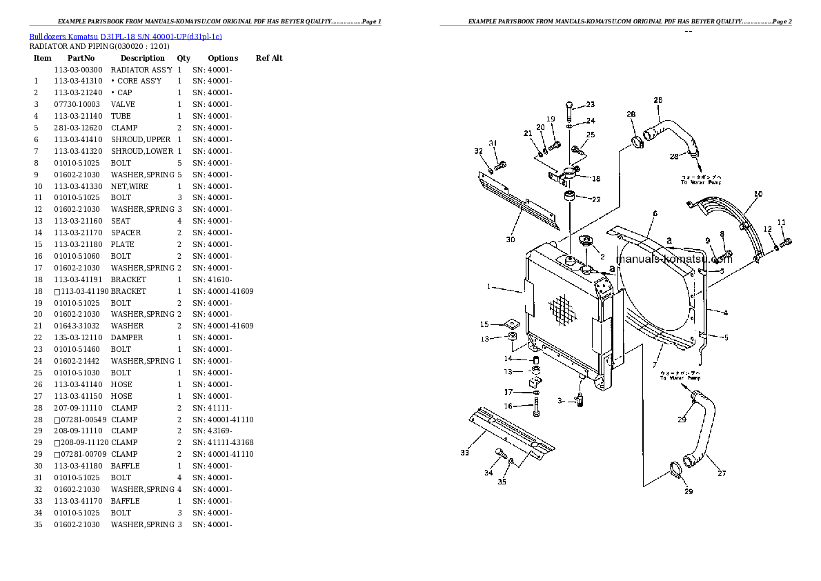D31PL-18 S/N 40001-UP Partsbook