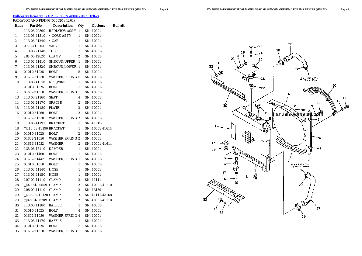 D31PLL-18 S/N 40001-UP Partsbook