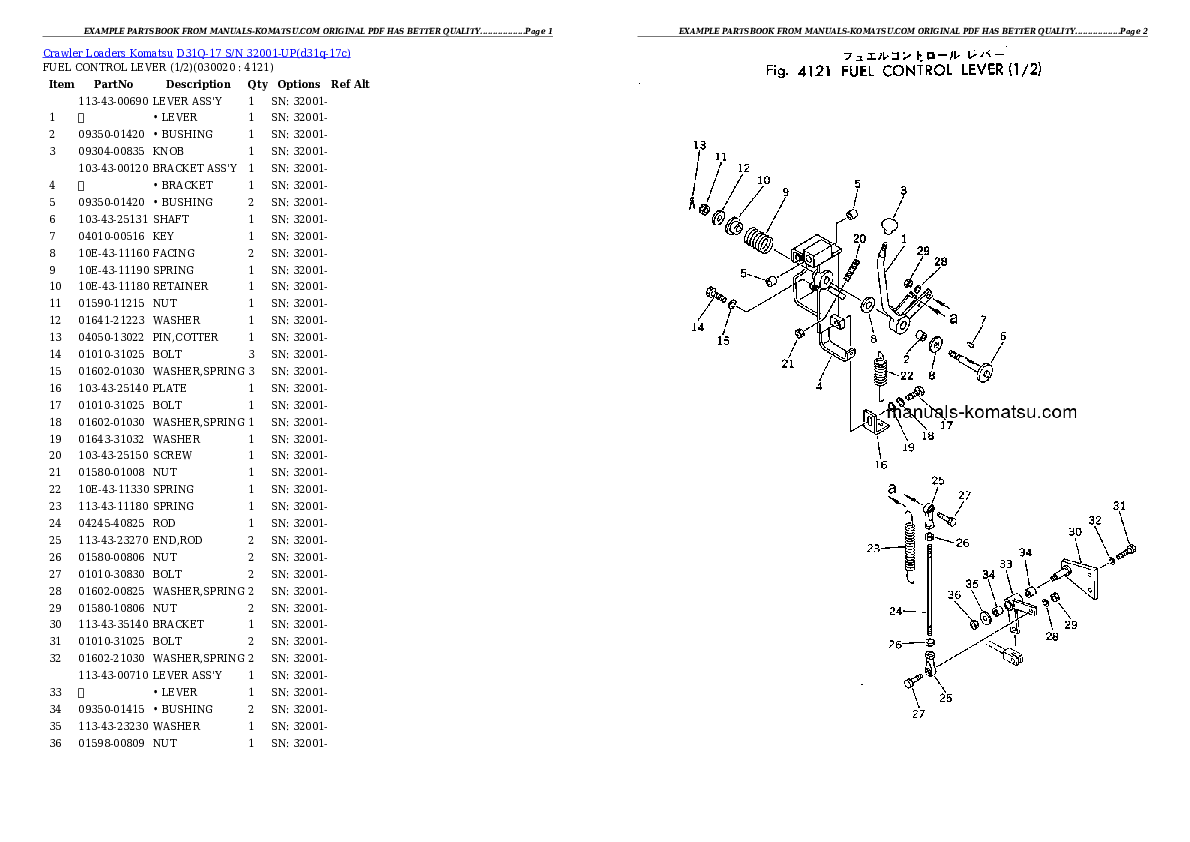 D31Q-17 S/N 32001-UP Partsbook