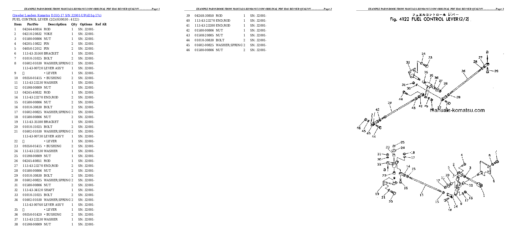 D31Q-17 S/N 32001-UP Partsbook