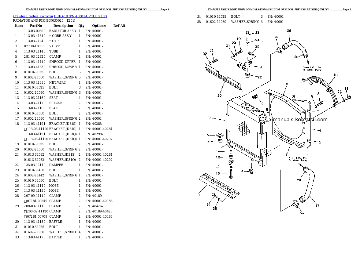 D31Q-18 S/N 40001-UP Partsbook