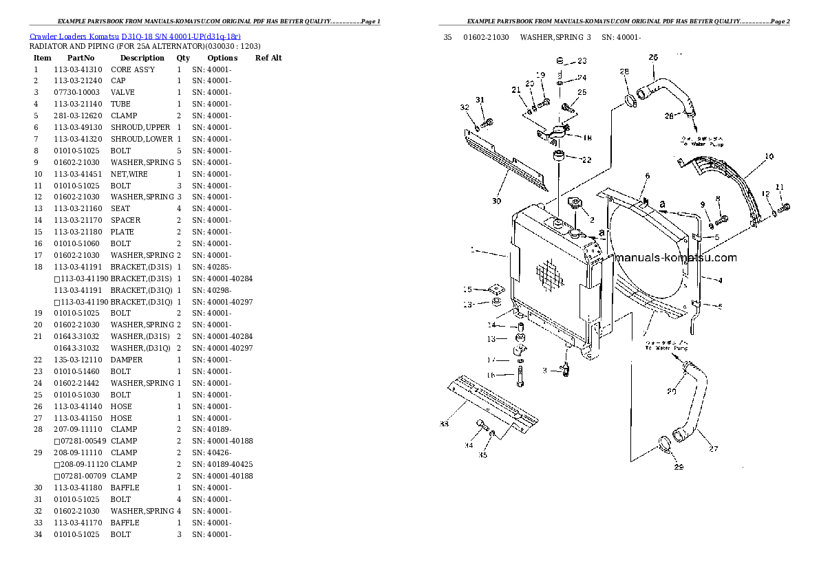 D31Q-18 S/N 40001-UP Partsbook