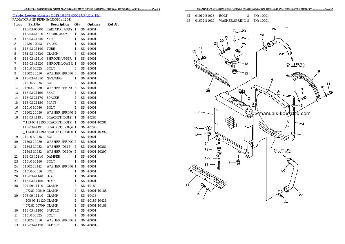 D31S-18 S/N 40001-UP Partsbook