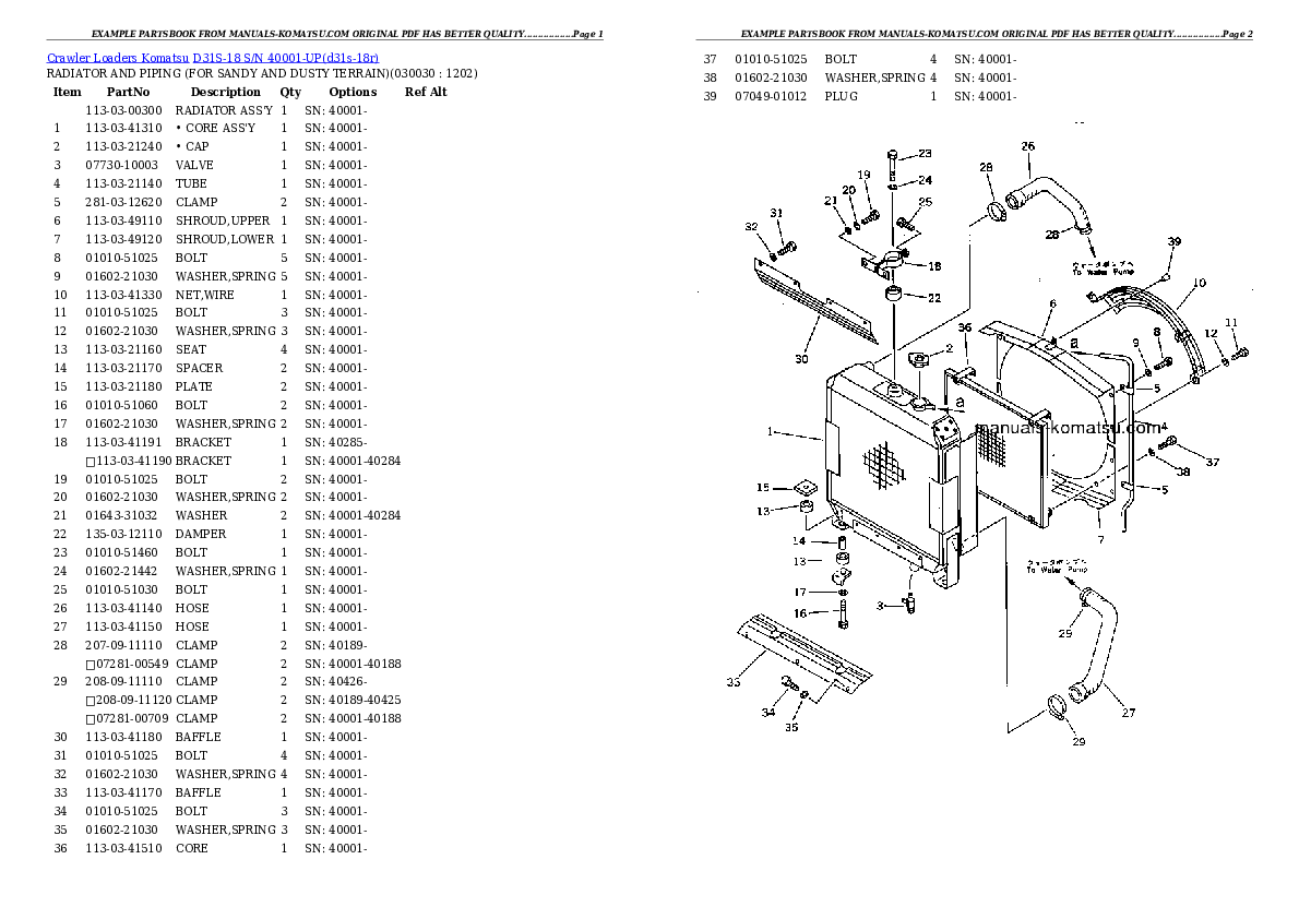 D31S-18 S/N 40001-UP Partsbook