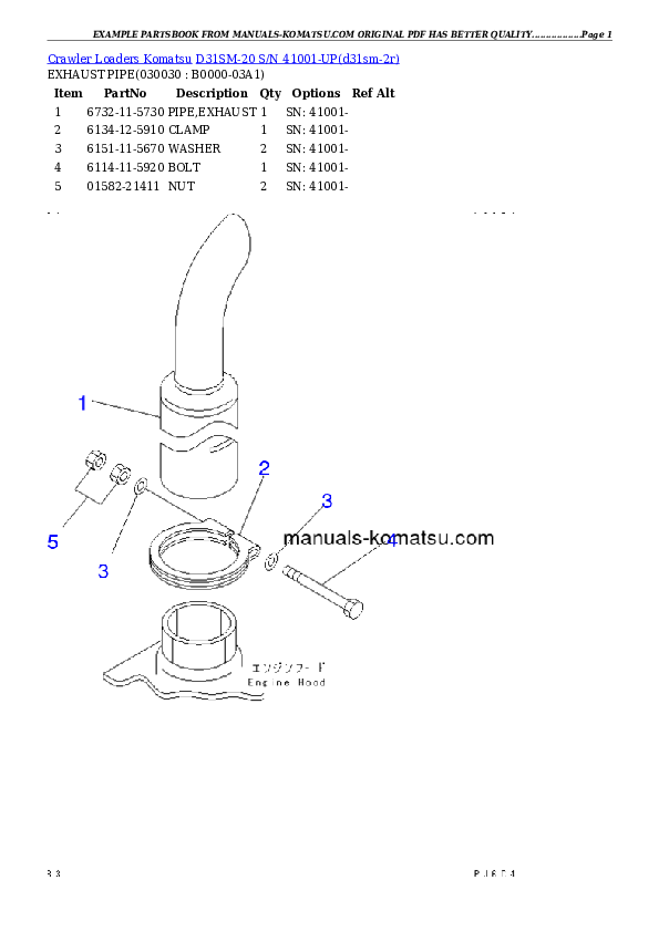 D31SM-20 S/N 41001-UP Partsbook