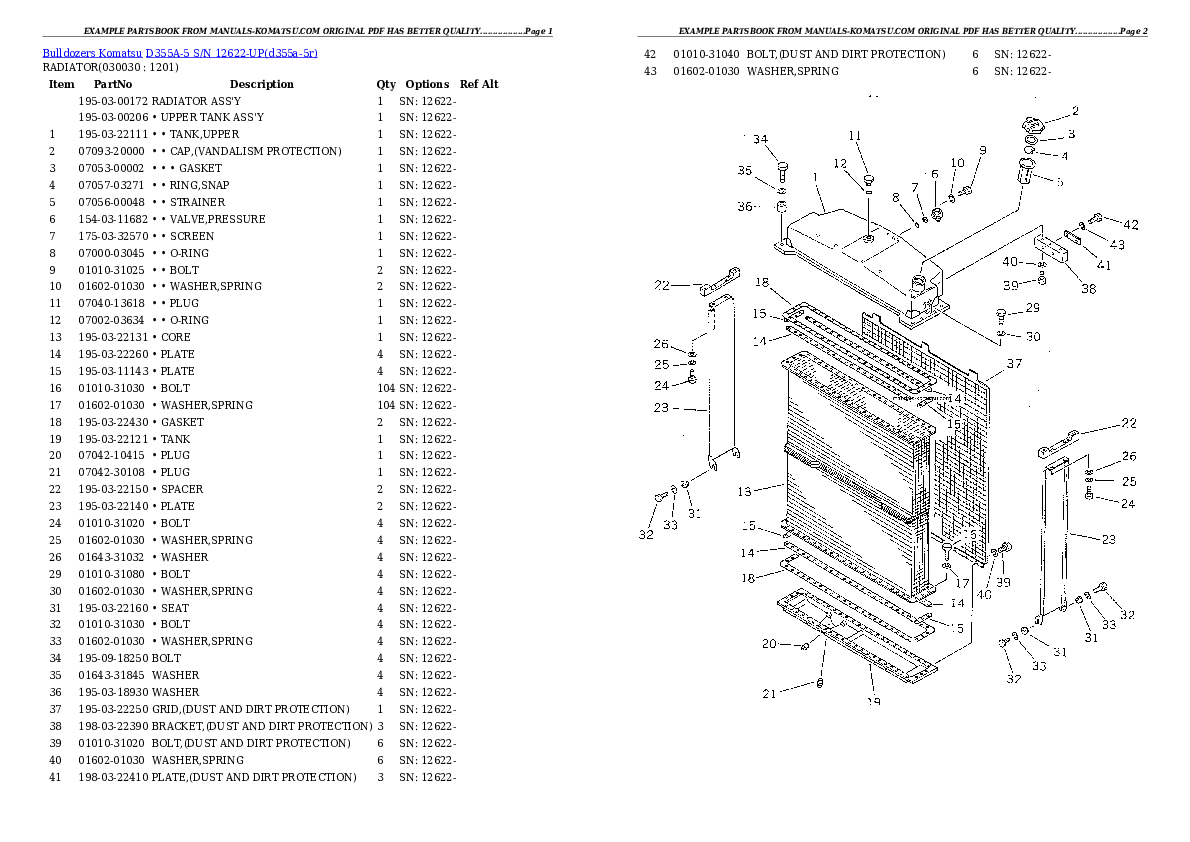 D355A-5 S/N 12622-UP Partsbook