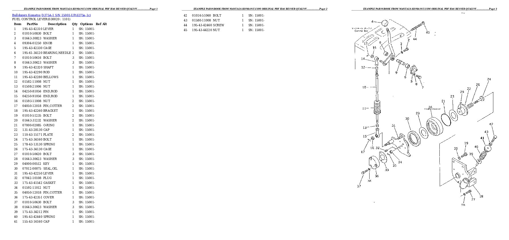 D375A-1 S/N 15001-UP Partsbook