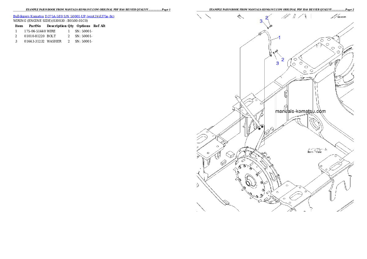 D375A-5E0 S/N 50001-UP (ecot3) Partsbook