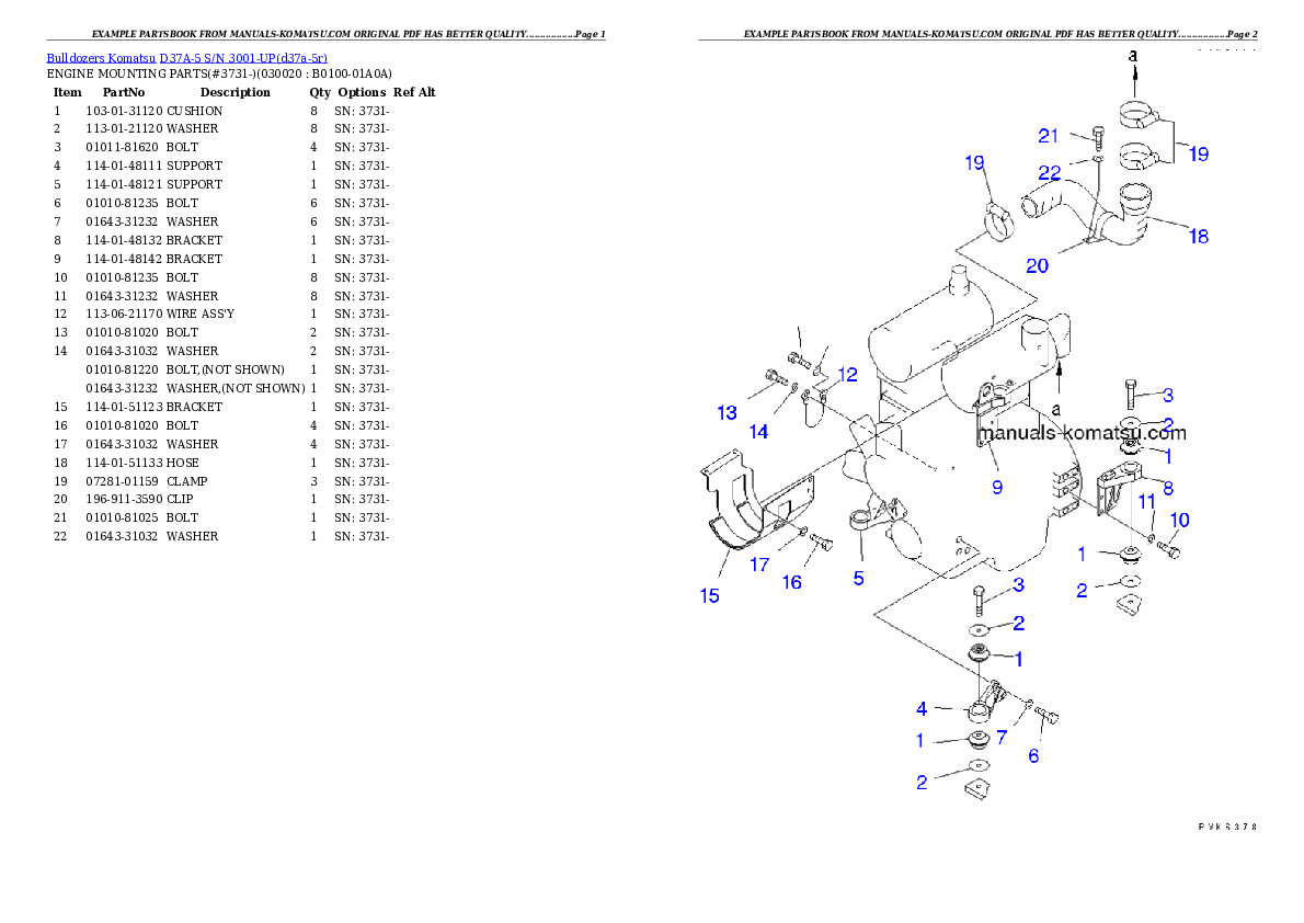 D37A-5 S/N 3001-UP Partsbook