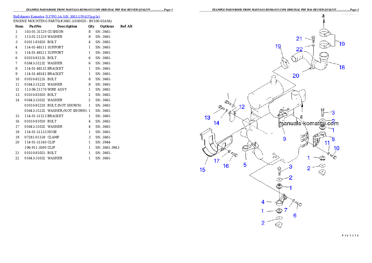 D37PG-5A S/N 3001-UP Partsbook