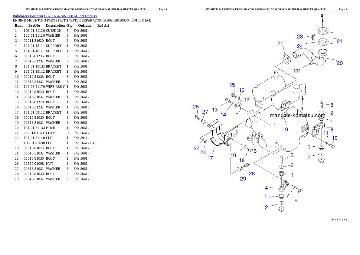 D37PG-5A S/N 3001-UP Partsbook