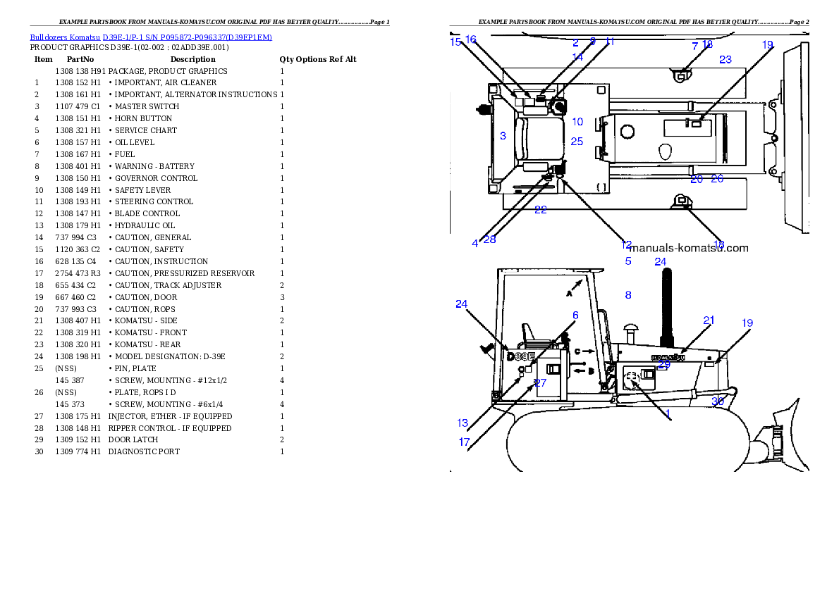 D39E-1/P-1 S/N P095872-P096337 Partsbook