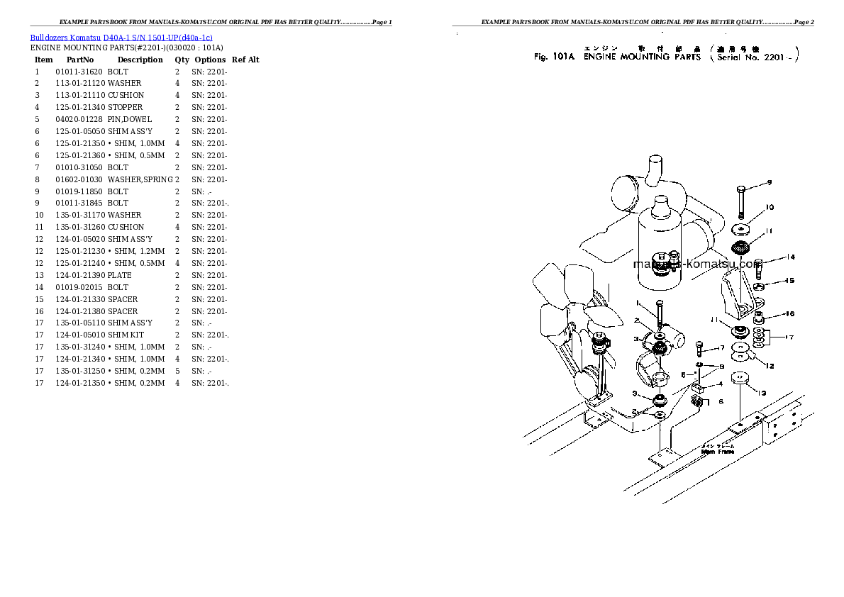 D40A-1 S/N 1501-UP Partsbook