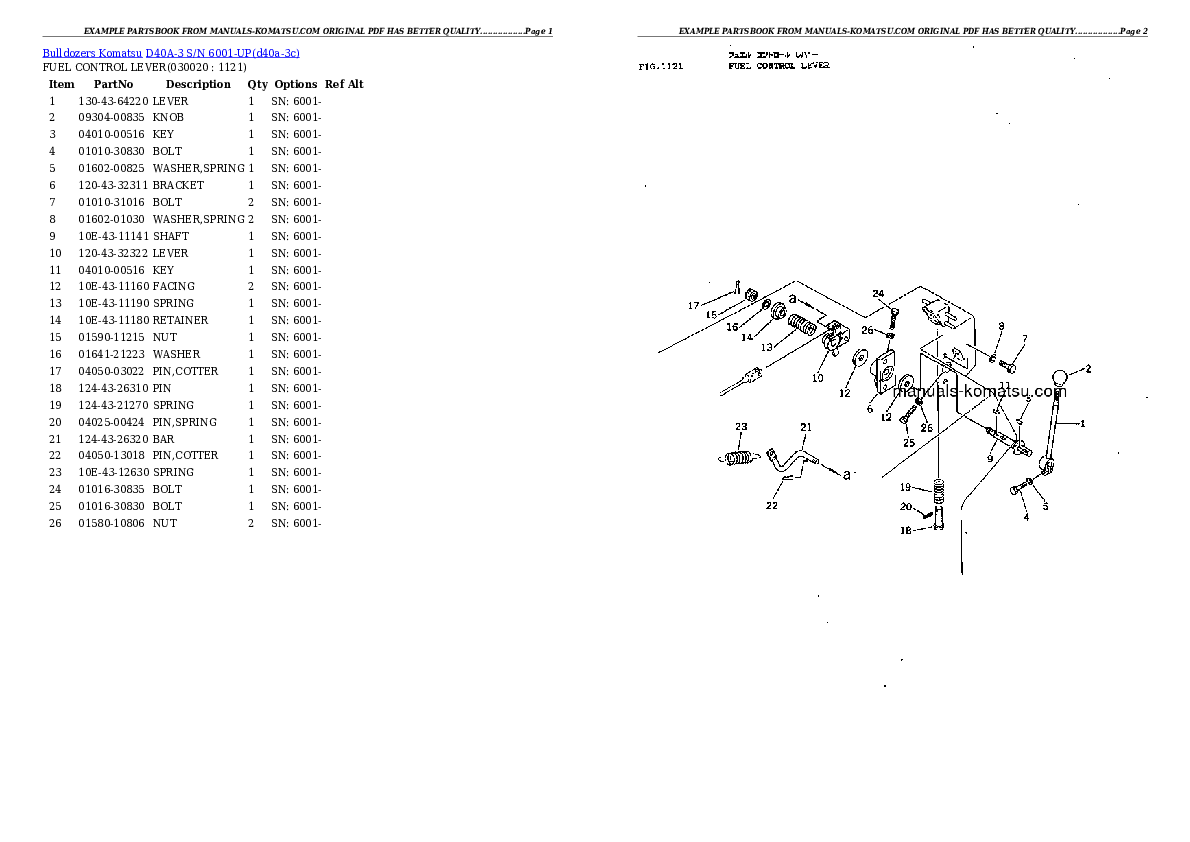 D40A-3 S/N 6001-UP Partsbook