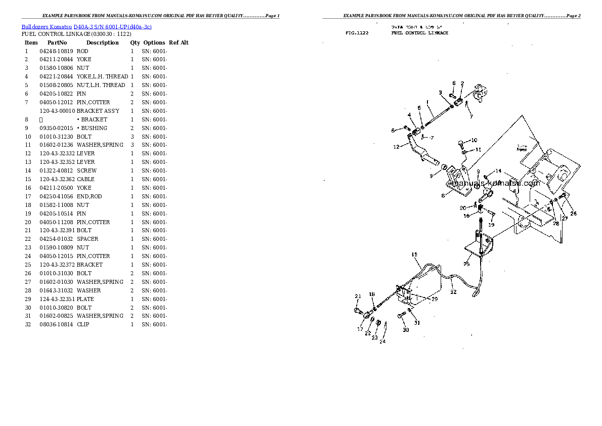 D40A-3 S/N 6001-UP Partsbook