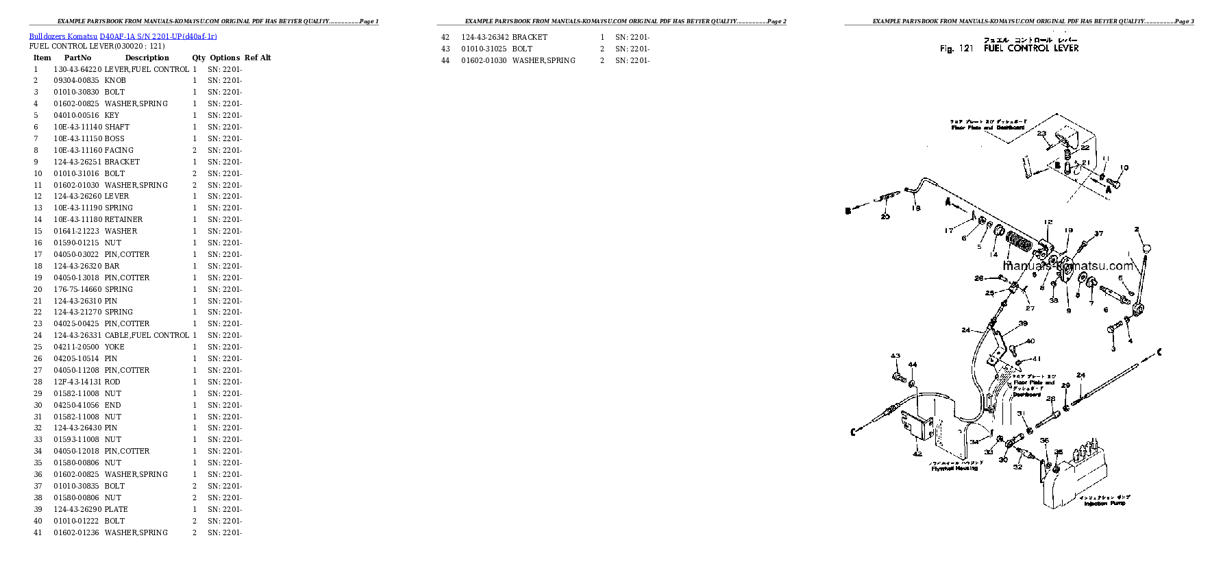 D40AF-1A S/N 2201-UP Partsbook