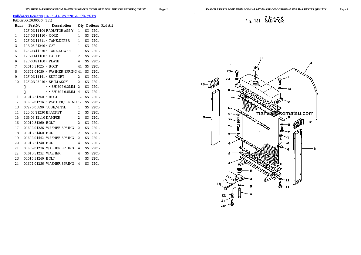 D40PF-1A S/N 2201-UP Partsbook
