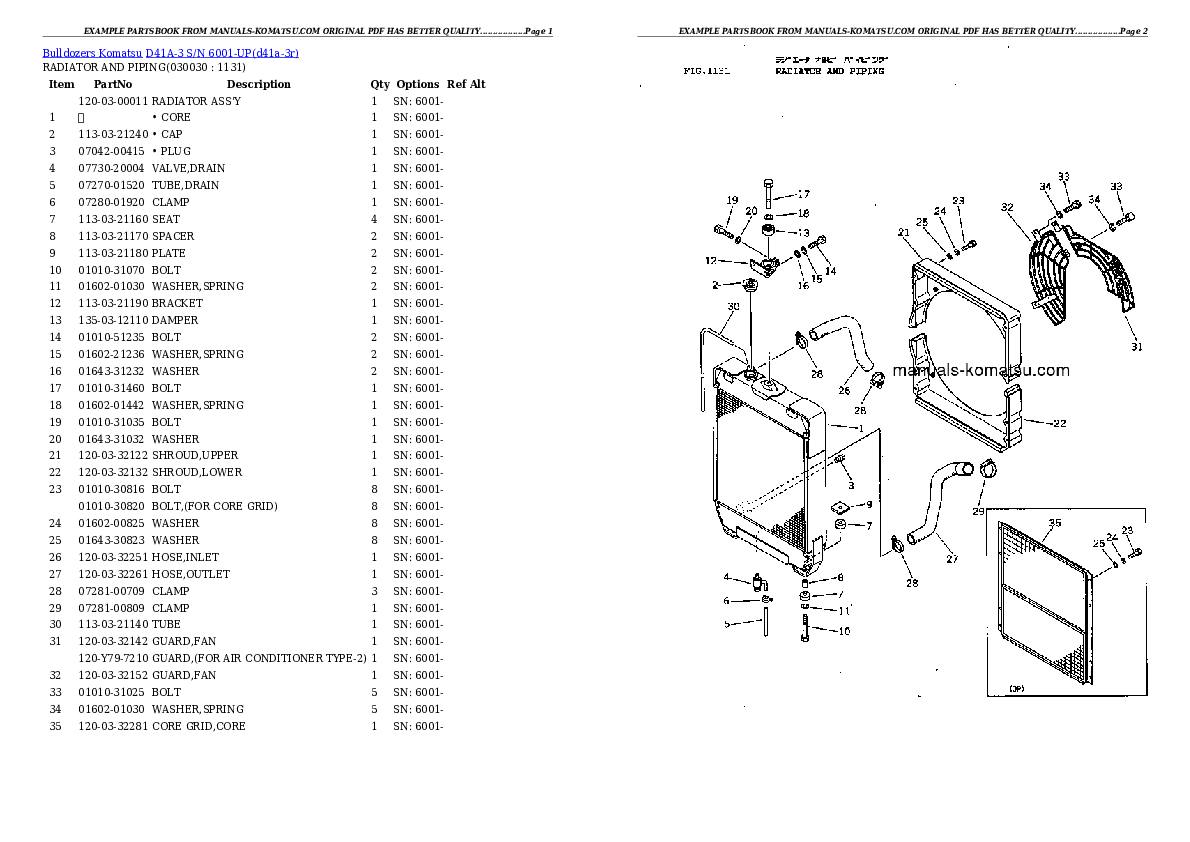 D41A-3 S/N 6001-UP Partsbook