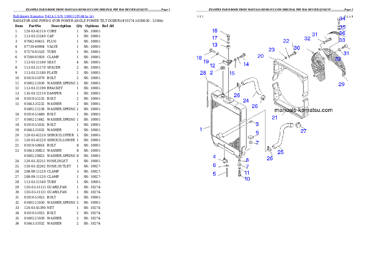 D41A-5 S/N 10001-UP Partsbook