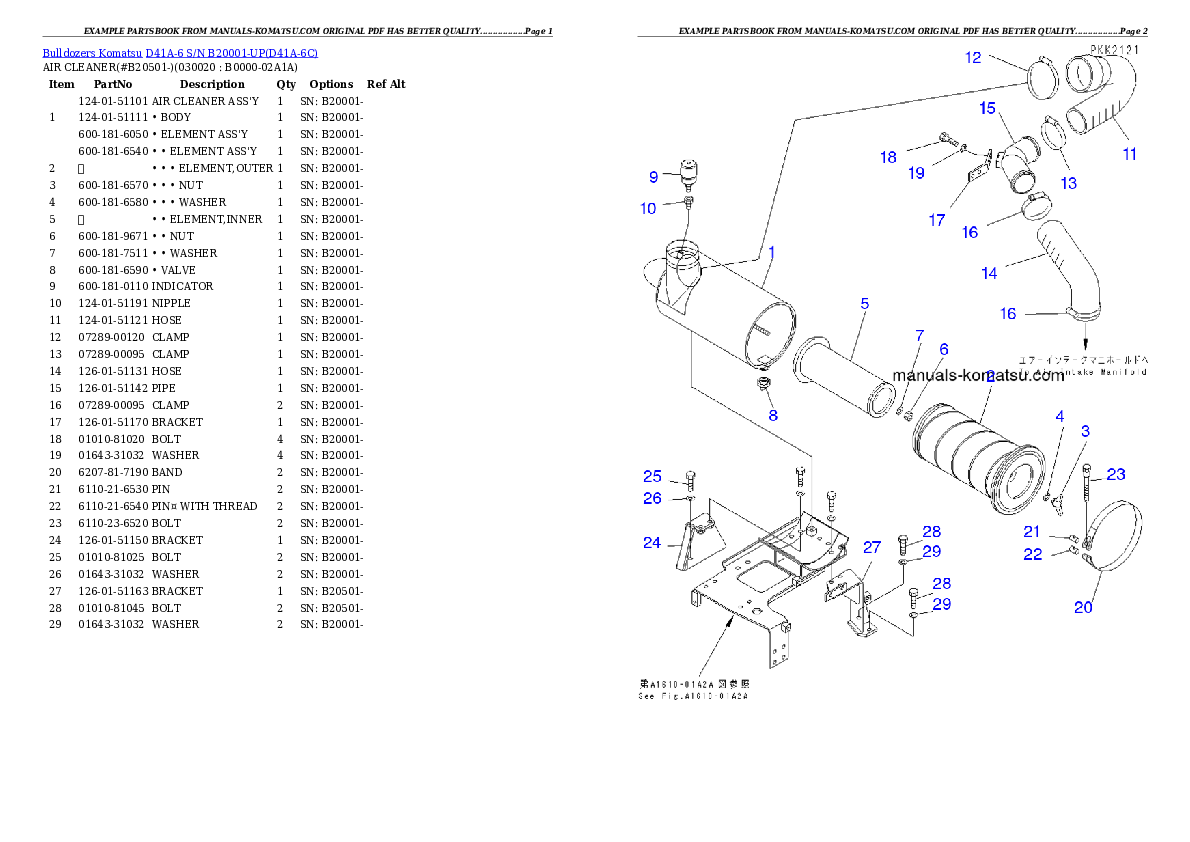 D41A-6 S/N B20001-UP Partsbook