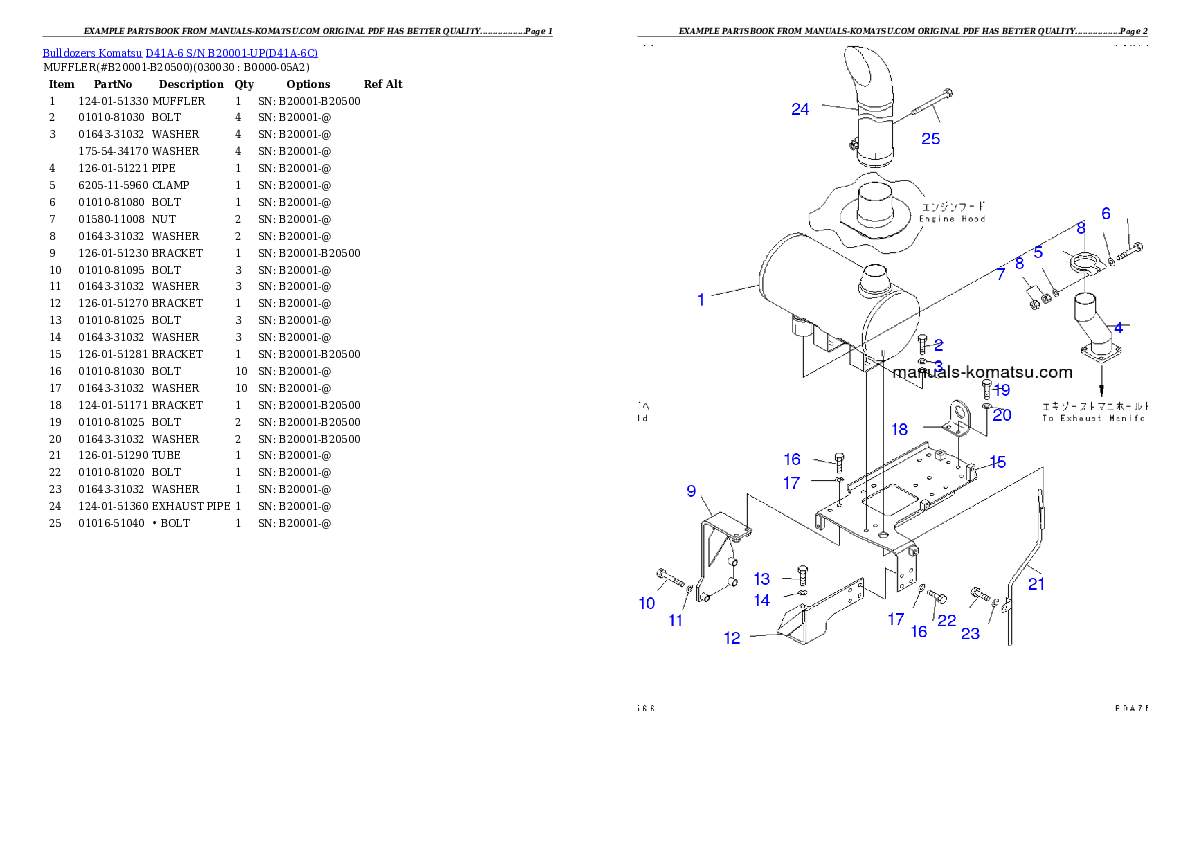 D41A-6 S/N B20001-UP Partsbook