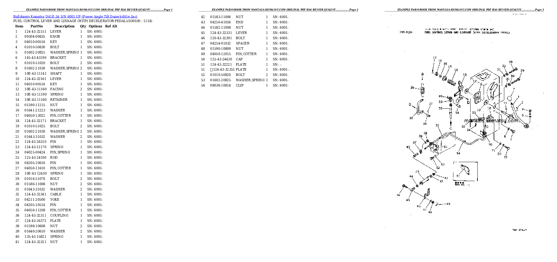 D41E-3A S/N 6001-UP (Power Angle Tilt Dozer) Partsbook