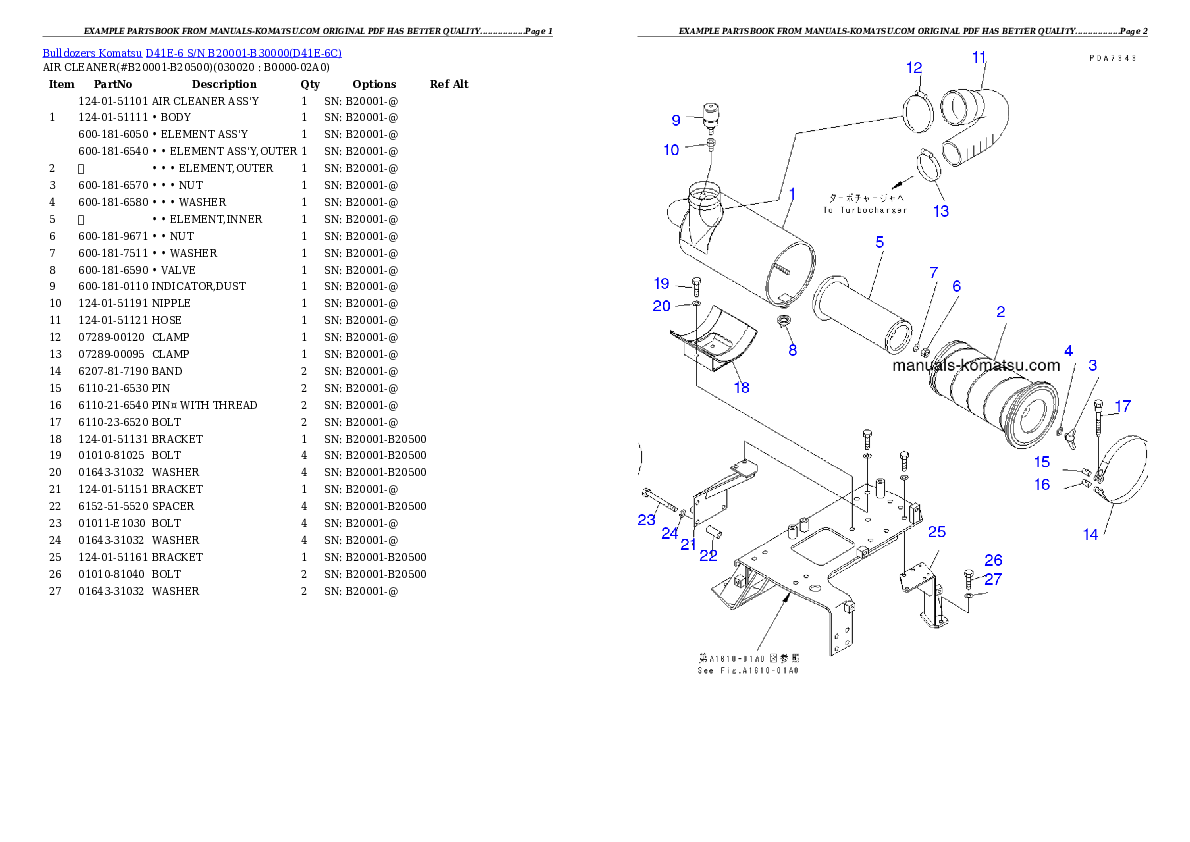 D41E-6 S/N B20001-B30000 Partsbook