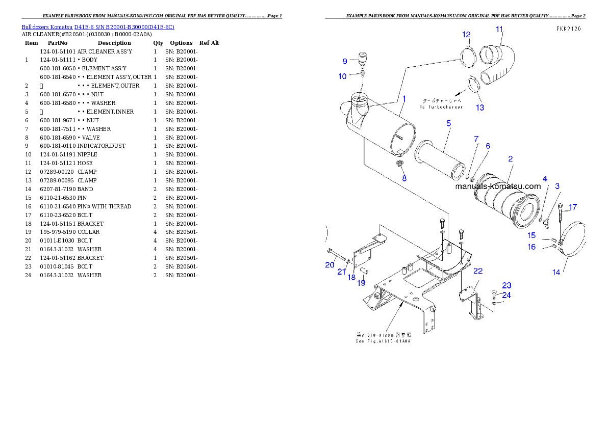 D41E-6 S/N B20001-B30000 Partsbook