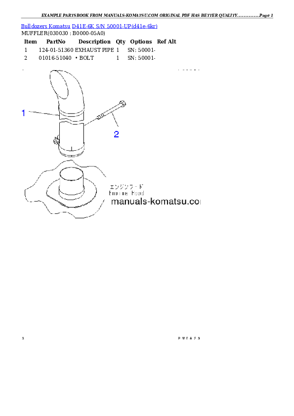 D41E-6K S/N 50001-UP Partsbook