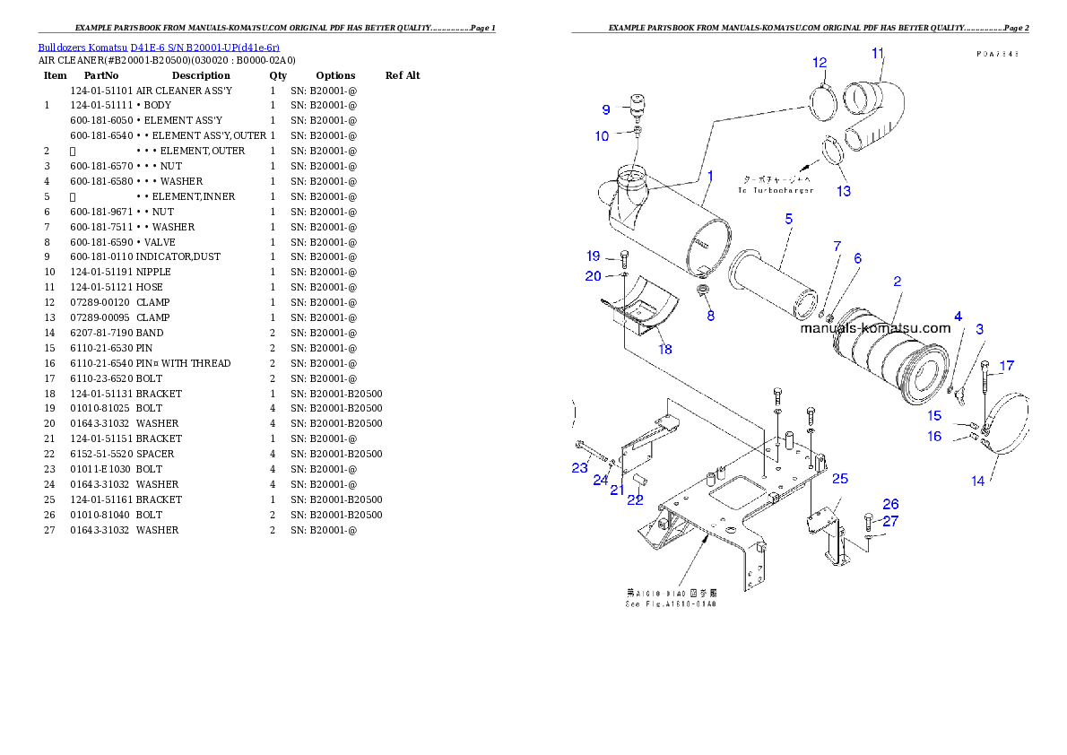 D41E-6 S/N B20001-UP Partsbook