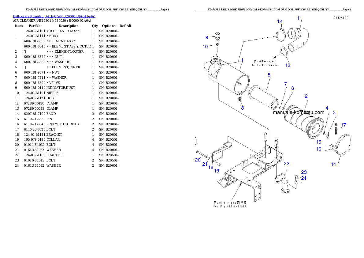 D41E-6 S/N B20001-UP Partsbook