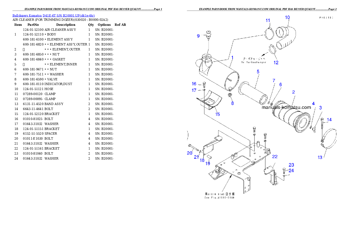 D41E-6T S/N B20001-UP Partsbook