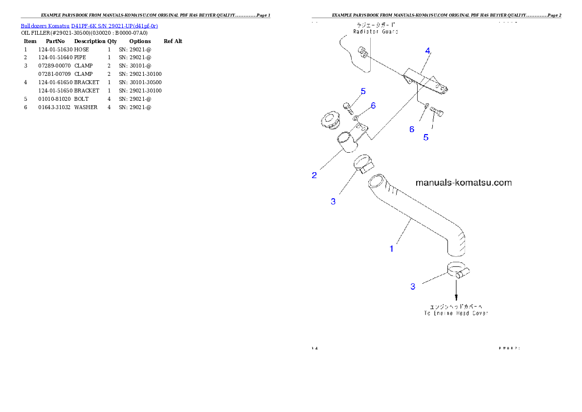 D41PF-6K S/N 29021-UP Partsbook