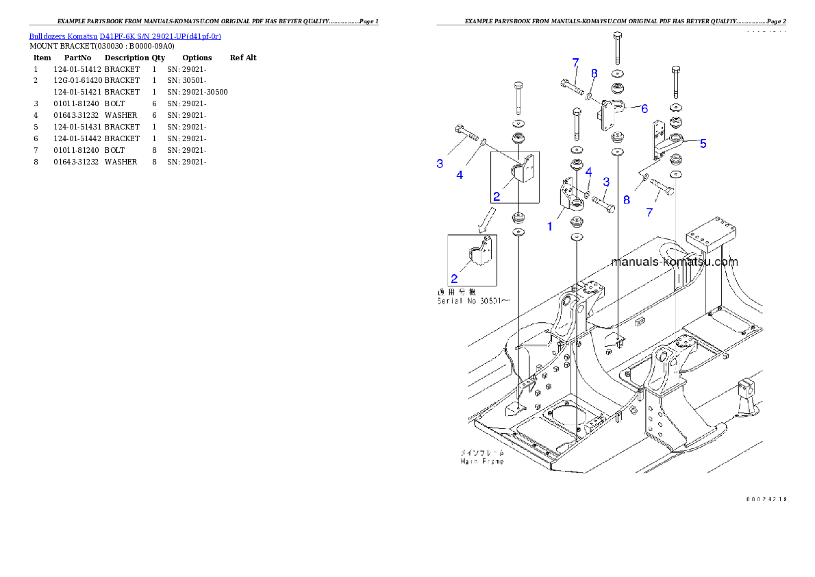 D41PF-6K S/N 29021-UP Partsbook