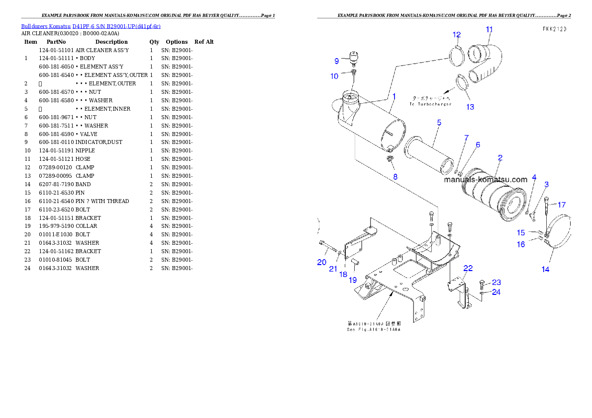 D41PF-6 S/N B29001-UP Partsbook