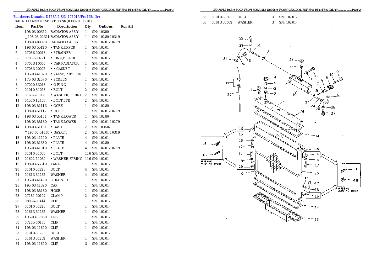 D475A-2 S/N 10201-UP Partsbook