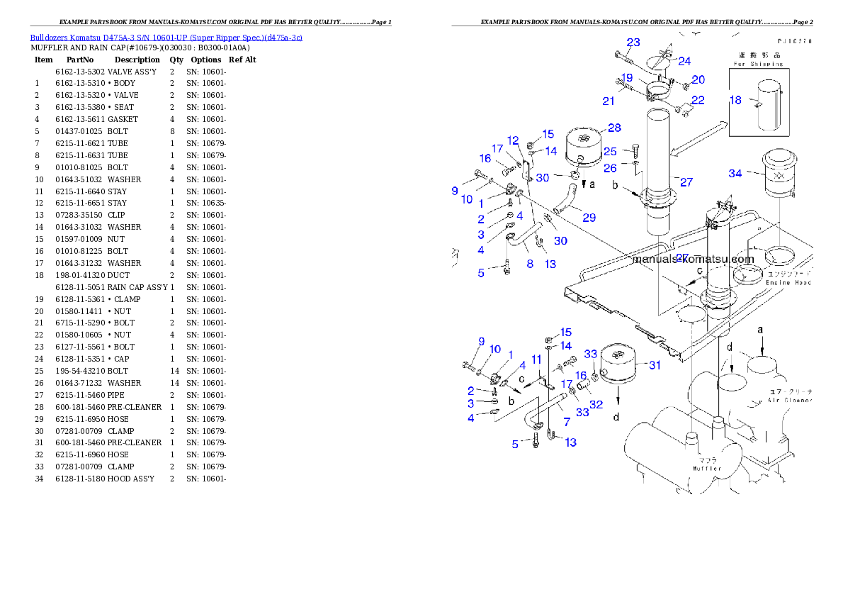 D475A-3 S/N 10601-UP (Super Ripper Spec.) Partsbook