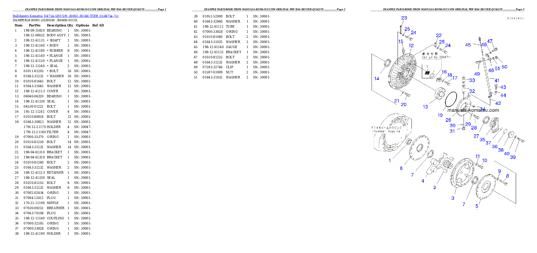 D475A-5E0 S/N 30001-30146 (TIER 2) Partsbook