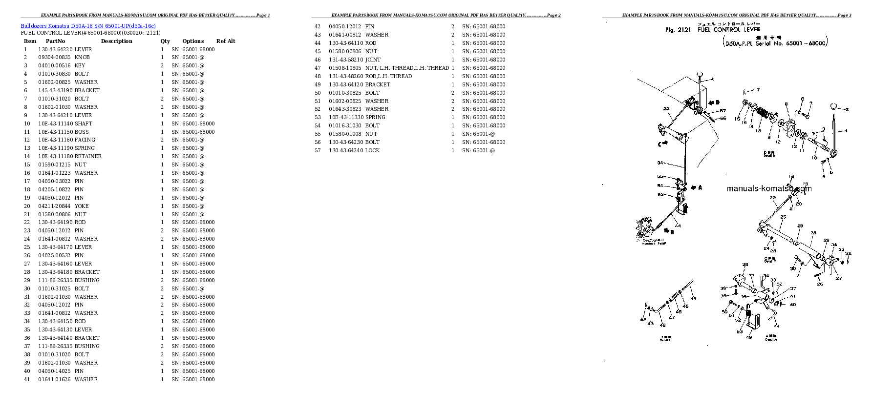 D50A-16 S/N 65001-UP Partsbook