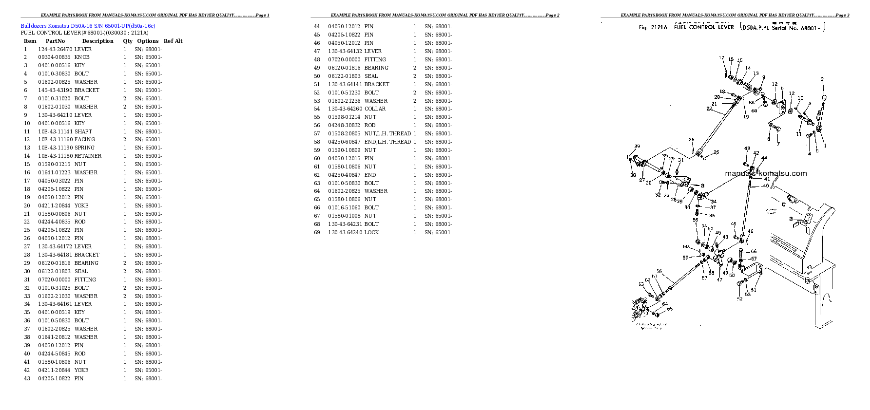 D50A-16 S/N 65001-UP Partsbook